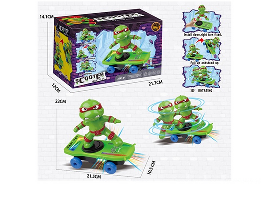 Интерактивна костенурка-нинджа на скейтборд със светлини