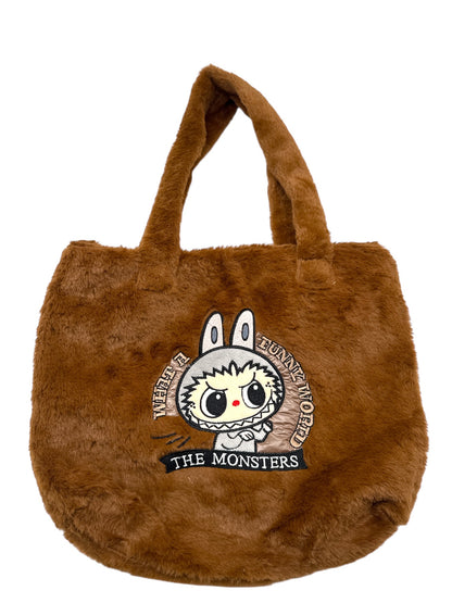 Пухкава чанта The Monsters – кафява с бродерия Labubu