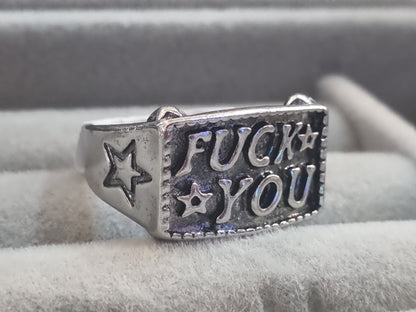 Пръстен пънк винтидж стил с надпис