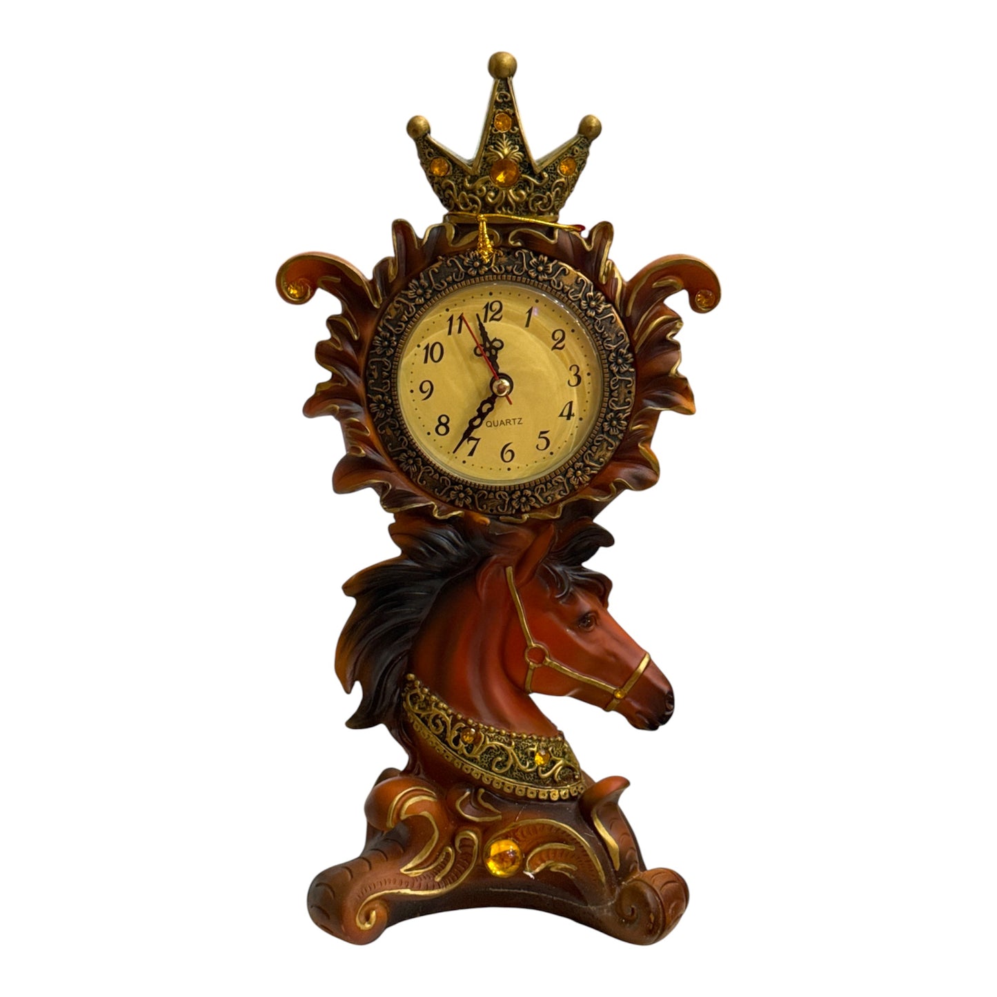 Декоративен настолен часовник с кон и корона