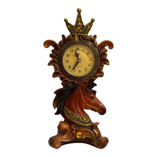 Декоративен настолен часовник с кон и корона
