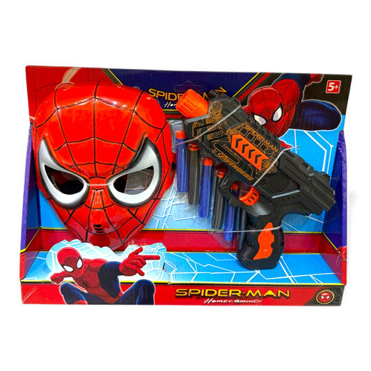 Spiderman маска с детски бластер и меки стрелички – ролеви комплект
