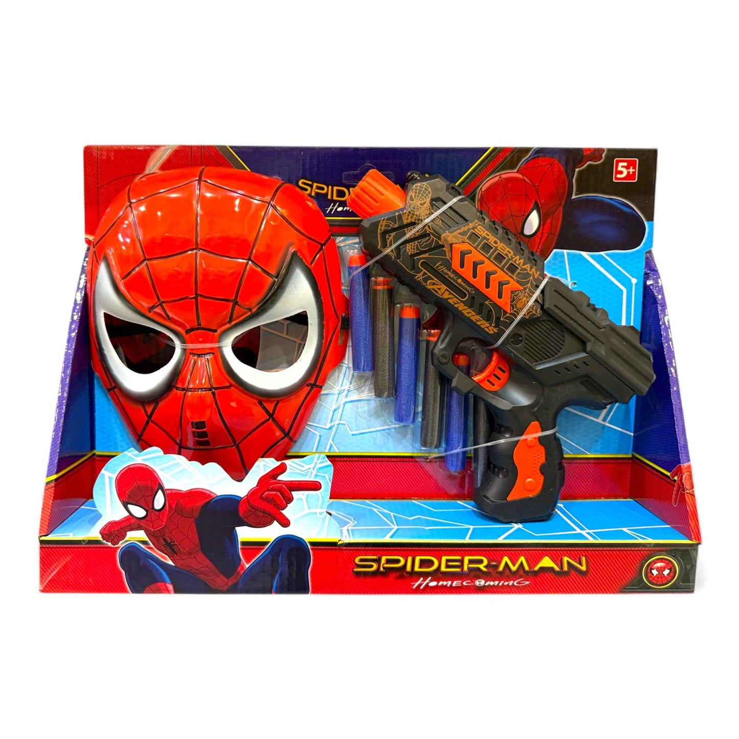 Spiderman маска с детски бластер и меки стрелички – ролеви комплект