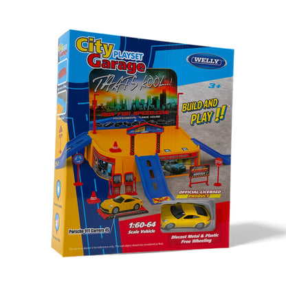 Welly City Playset Garage – гараж с Porsche 911 Carrera 4S 1:64