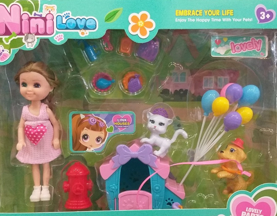 Комплект кукла с животни и аксесоари – Nini Love Pet Set