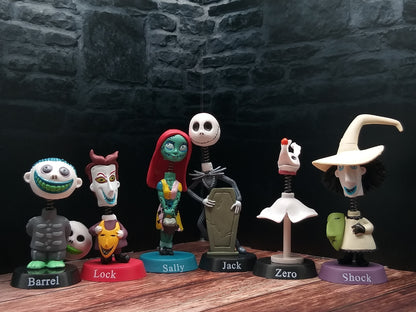 Комплект фигурки The Nightmare Before Christmas – Jack, Sally, Zero, Shock, Lock & Barrel