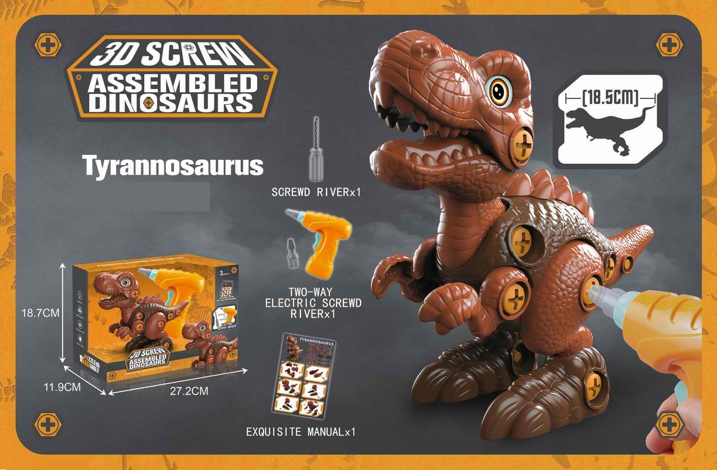 Tyrannosaurus – 3D Screw сглобяем динозавър с електрическа отвертка